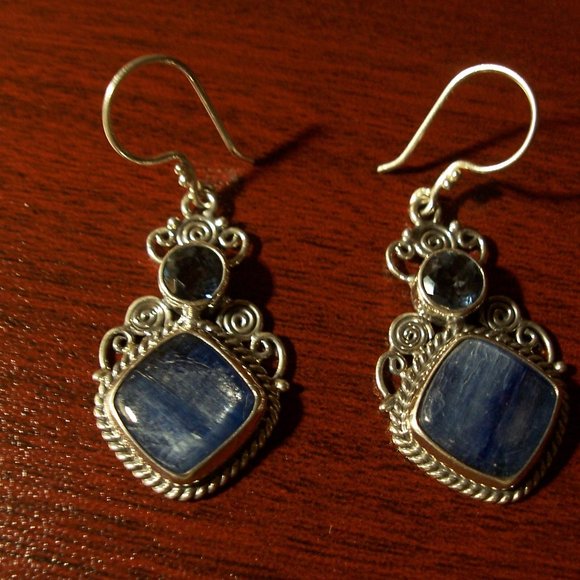 Sterling Silver Blue Gemstone Earrings - Picture 5 of 5